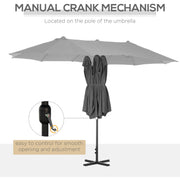 4.6m Double Sided Parasol With Crank Handle, No Base Outsunny
