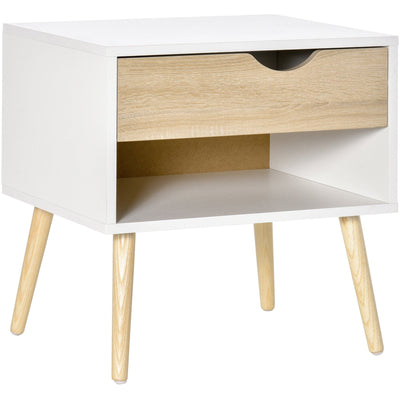 Bedside Table, Drawer & Shelf, Nightstand Homcom