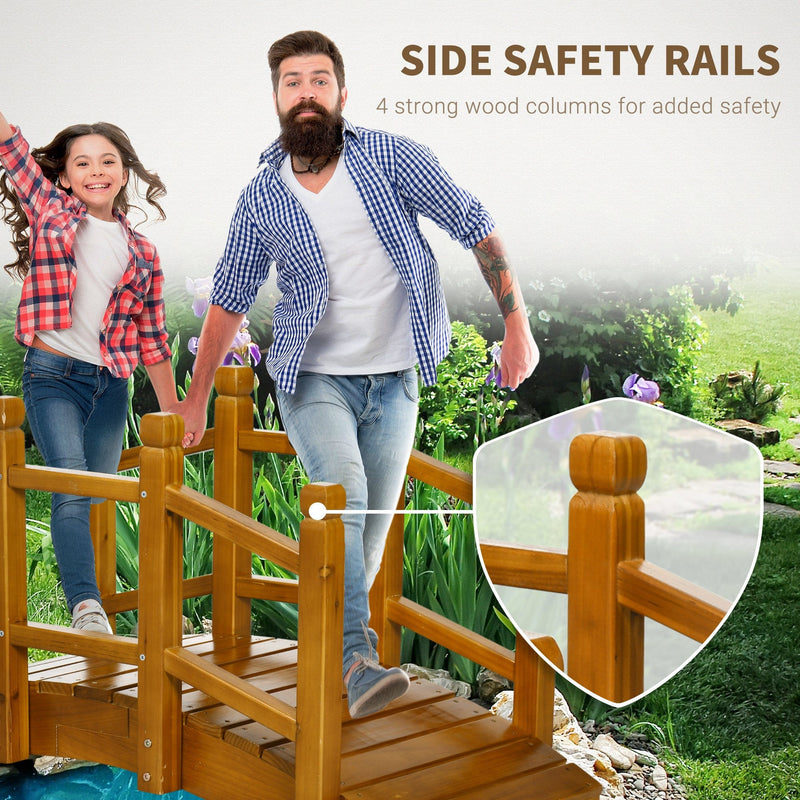Wooden Garden Bridge with Railings Outsunny