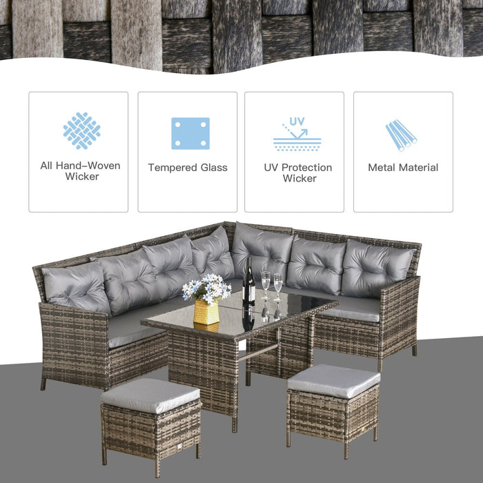 Outdoor Dining Set For 8, Corner Sofa With Footstools