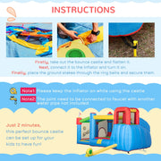Outsunny 5 in 1 Kids Bounce Castle Large Castle Style Inflatable House Slide Trampoline Pool Water Gun Climbing Wall for Kids Age 3-8 Outsunny