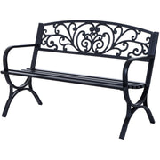 2 Seater Metal Garden Bench Outsunny