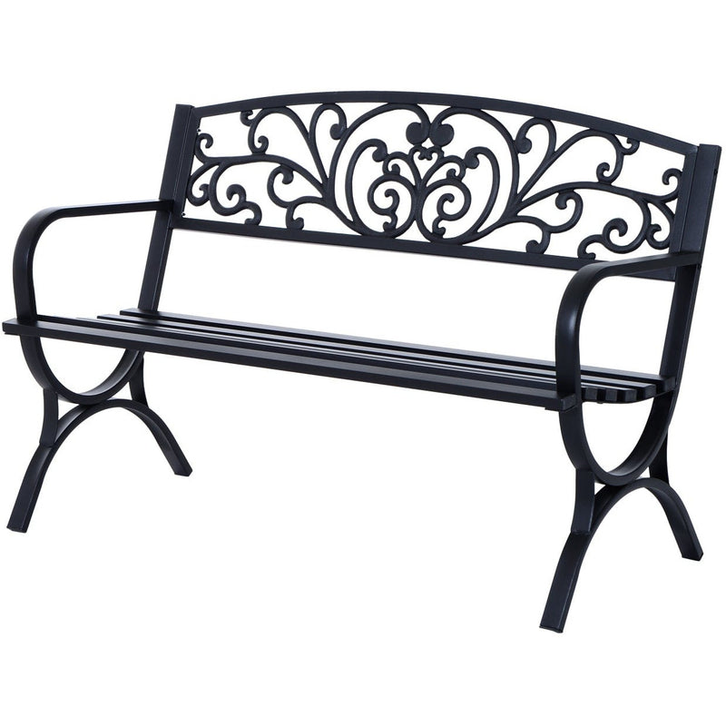 2 Seater Metal Garden Bench Outsunny