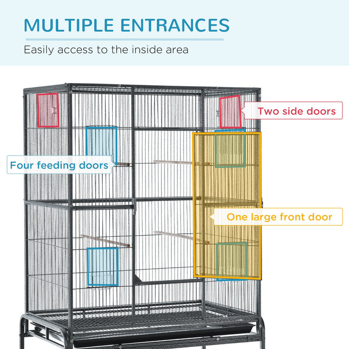 Bird Cage With Detachable Stand, Wheels, 162x81x48cm