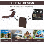 Folding Sun Lounger With Canopy Outsunny
