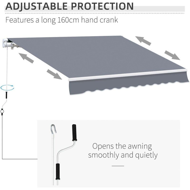 Manual Patio Awning - 4 x 3m Aluminium Retractable Sun Shade