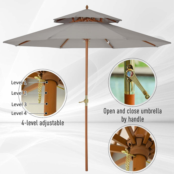 Large Outdoor Umbrella, 2.7m, 2 Tier