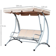 Deluxe 3 Seater Garden Swing Chair with Adjustable Canopy Outsunny