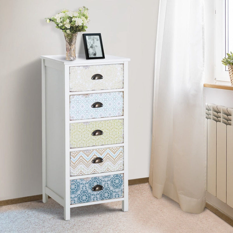 White 5 Drawer Storage Chest Unit