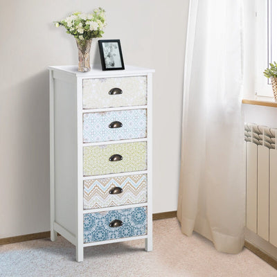 White 5 Drawer Storage Chest Unit Homcom