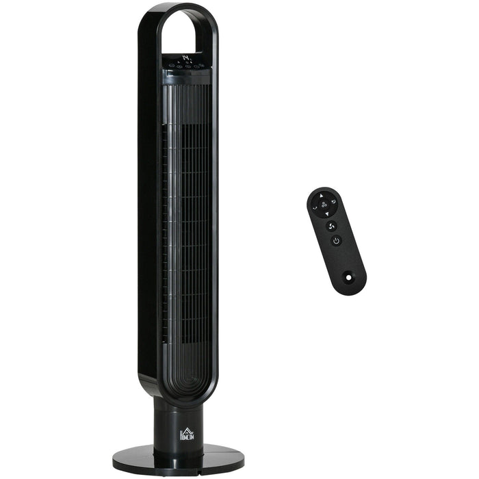 39" Anion Freestanding Tower Fan with Remote, 3 Speed, Black