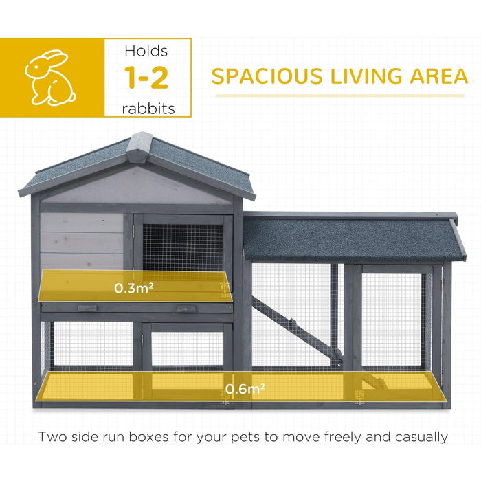 Wooden Rabbit Hutch with Water Resistant Roof, 147cm