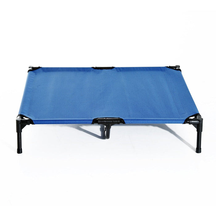 Elevated Camping Pet Bed, Metal Frame, Blue