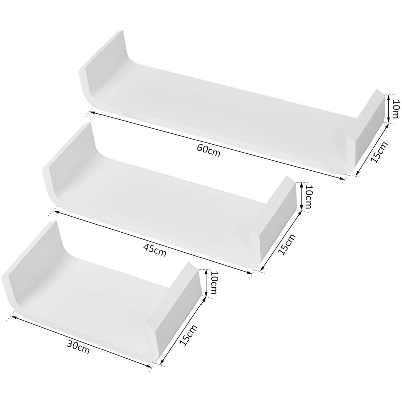 3 pcs U Shaped Shelves Set-White