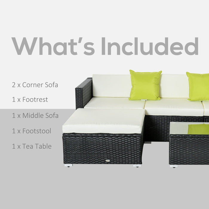 4 Seater Outdoor Rattan Sofa Set with Coffee Table, Cushions