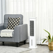 HOMCOM Evaporative Air Cooler, Oscillating Ice Cooling Fan with 3 Modes, 3 Speeds, Remote Control, Timer, and Oscillation, White Homcom