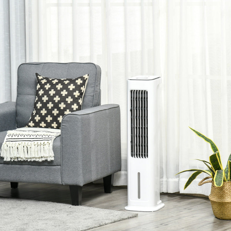 HOMCOM Evaporative Air Cooler, Oscillating Ice Cooling Fan with 3 Modes, 3 Speeds, Remote Control, Timer, and Oscillation, White Homcom