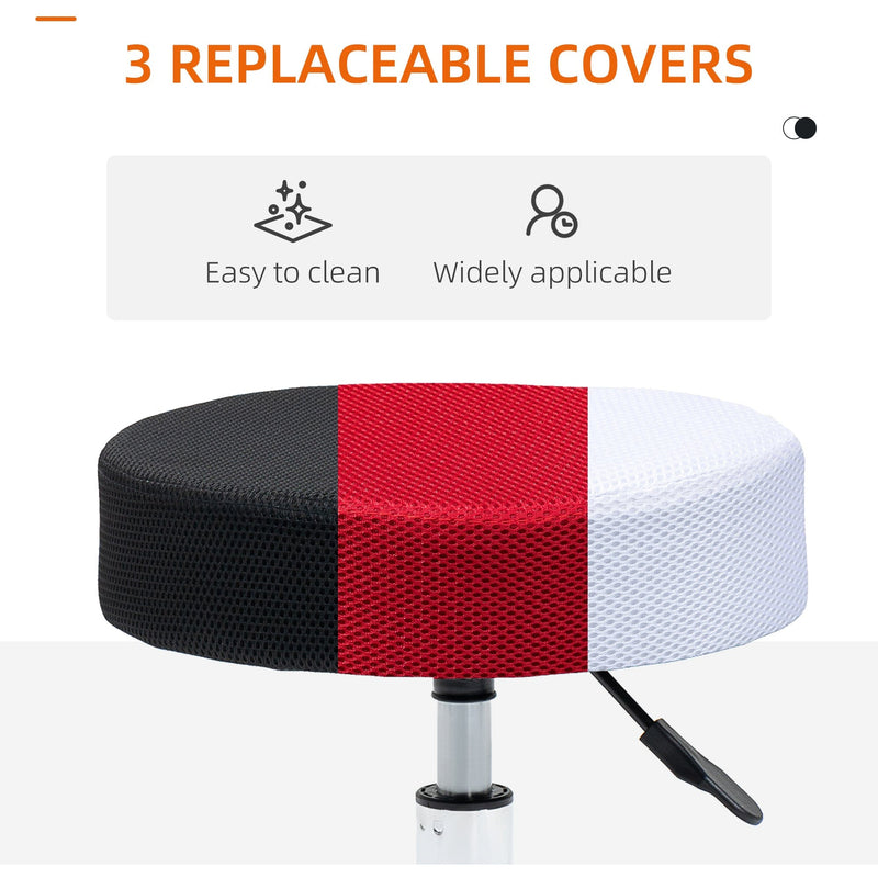 Black Salon Stool with Hydraulic Adjustable Height