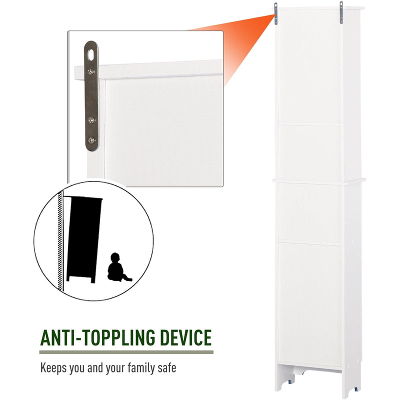 Tall Slim Bathroom Storage Cabinet, 34 x 20 x 165 cm, White