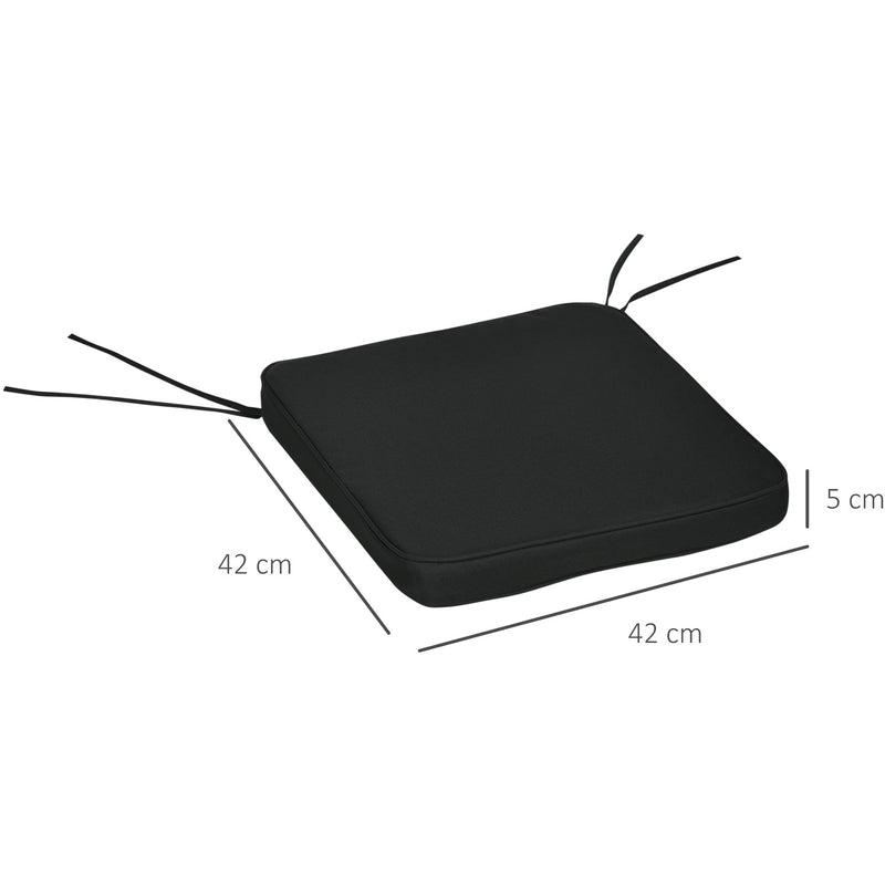 Outsunny Set of 6 Chair Cushion Seat Pads Dining Chair w/ Straps Indoor Outdoor Removable Tie On Garden Patio Black