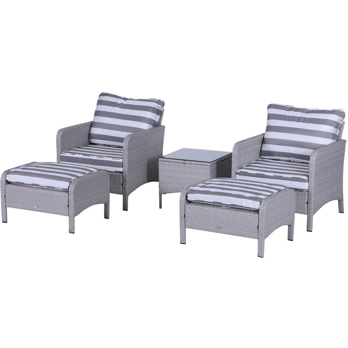 Rattan Garden Lounge Set with Glass Table & Cushions