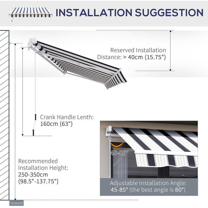 Manual Retractable Garden Patio Awning, 2.5m x 2m