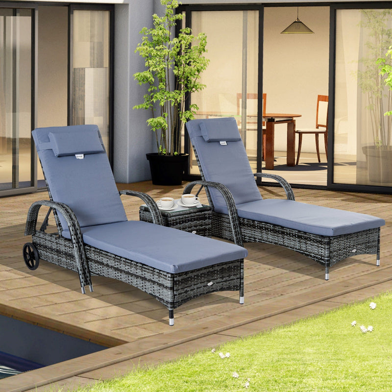 3 Piece Rattan Sun Lounger Set
