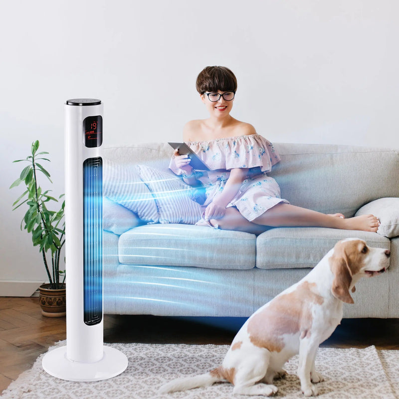 38" Tower Fan with Remote, 3 Speed, 12h Timer, Oscillation Homcom