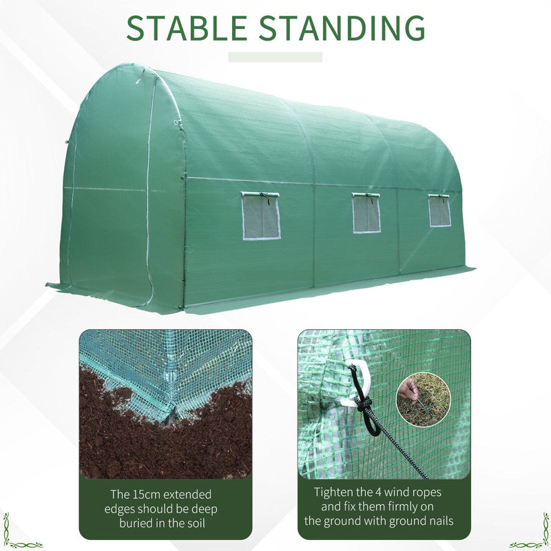 Polytunnel Greenhouse, Galvanised Steel Frame, 4x2x2M