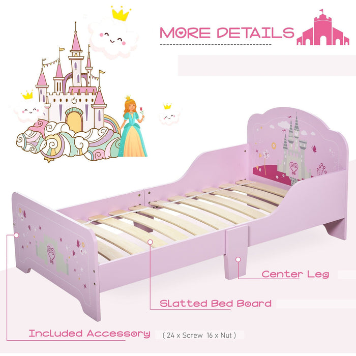 Kids Single Bed with Castle Design, Pink