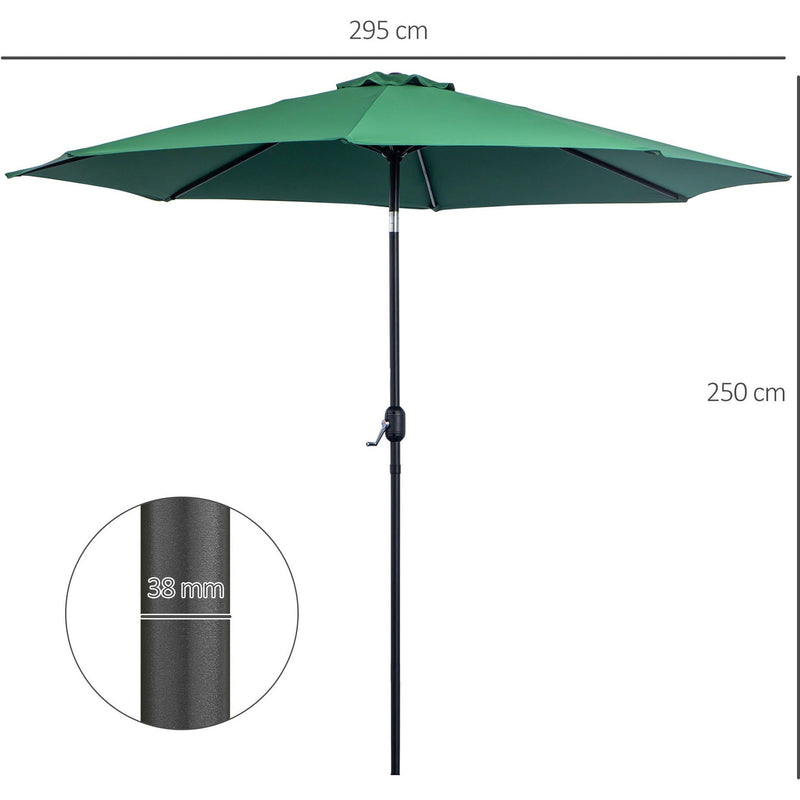3m Tilting Garden Parasol with Crank Handle Outsunny