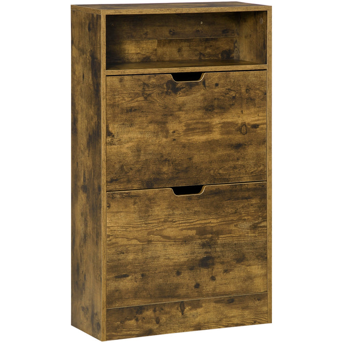 Narrow Shoe Cabinet For Hallway, Rustic Brown