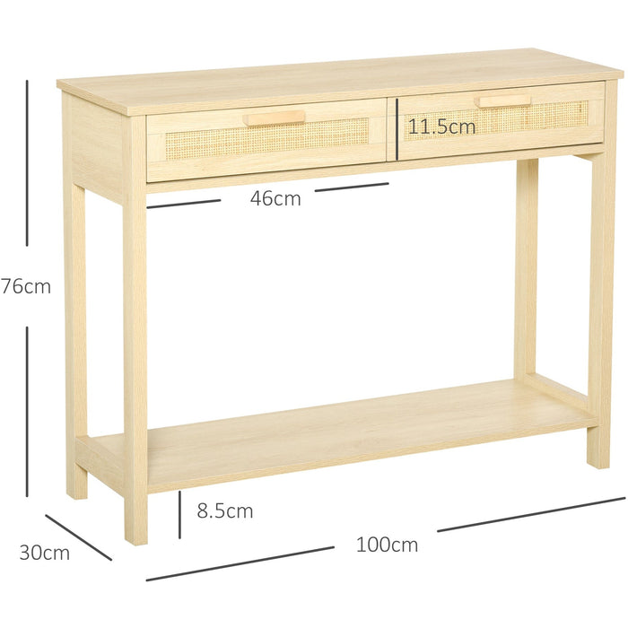 Wooden Console Table With 2 Drawers