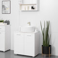 White Under Sink Bathroom Cabinet, 60W x 30D x 62.5Hcm Kleankin