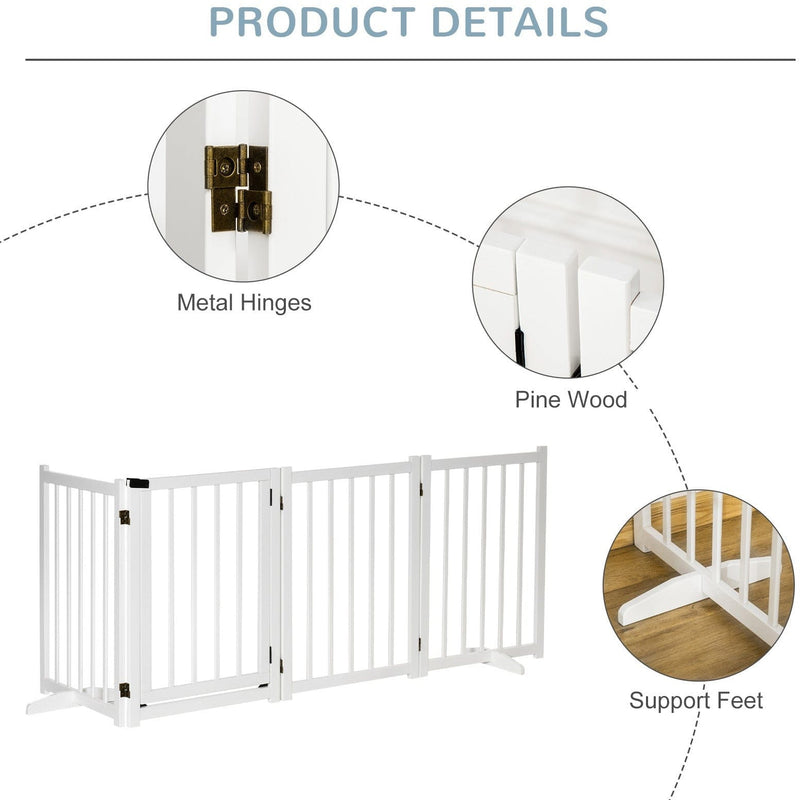 Wooden Dog Gate Indoor, Foldable, Freestanding, 80 x 237.5cm