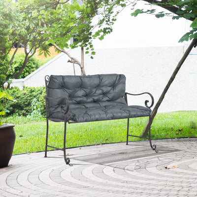Grey 2 Seater Garden Bench Cushion with Ties - 98x100 cm Outsunny