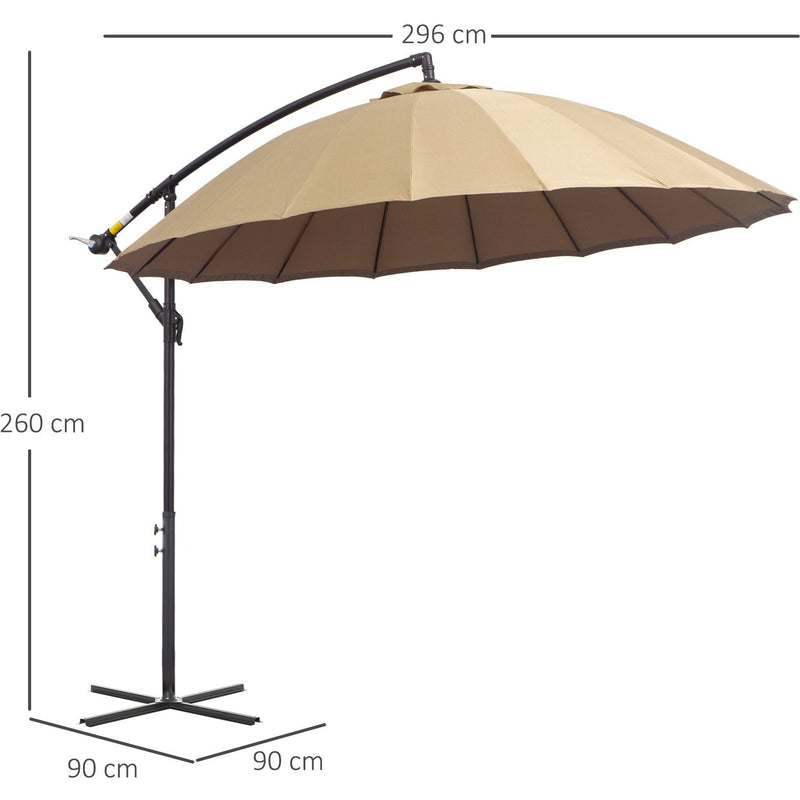 3m Shanghai Cantilever Parasol - Crank Handle, 18 Ribs