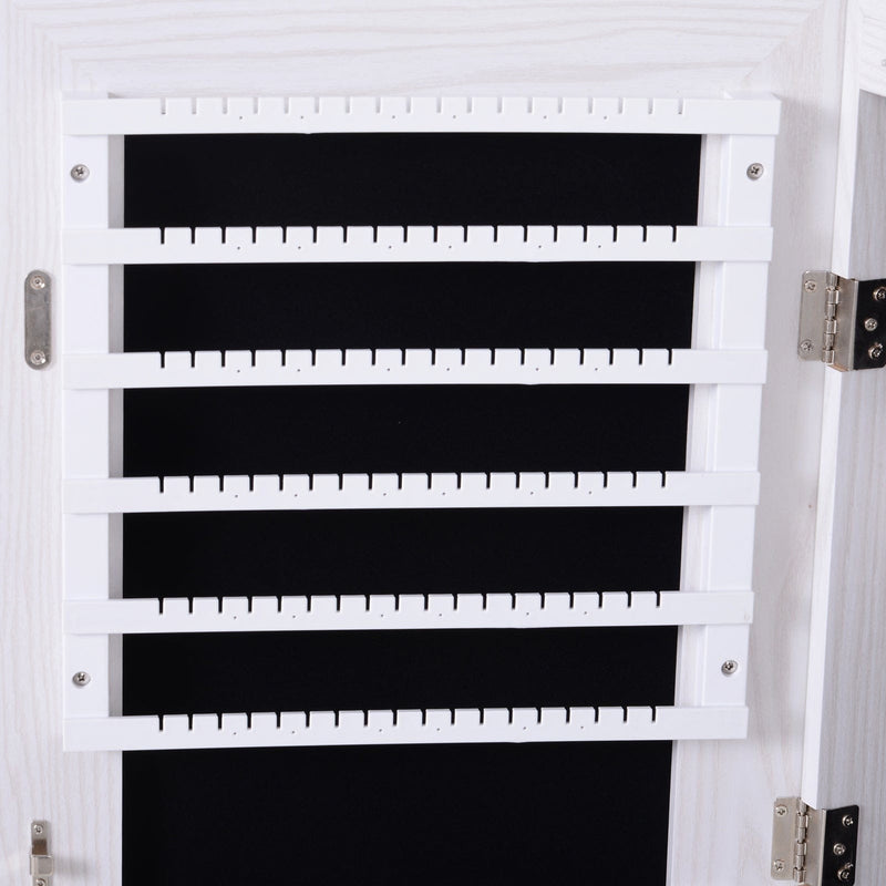 Mirrored Jewelry Cabinet, Door/Wall Mount, LED Lights, Lockable