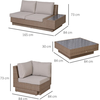 Garden Furniture Corner Sofa & Coffee Table Set Outsunny