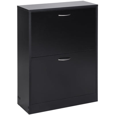 Black Tipping Shoe Cabinet w/ Adjustable Shelf Homcom
