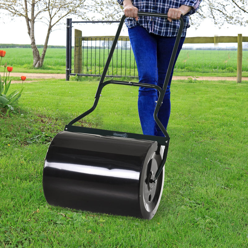 Steel Garden Lawn Roller, Water/Sand Fill - 50cm