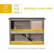 Outdoor Rabbit Hutch, Grey Pawhut