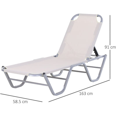 Sun Lounger Relaxer, 5-Position Backrest, Lightweight Outsunny