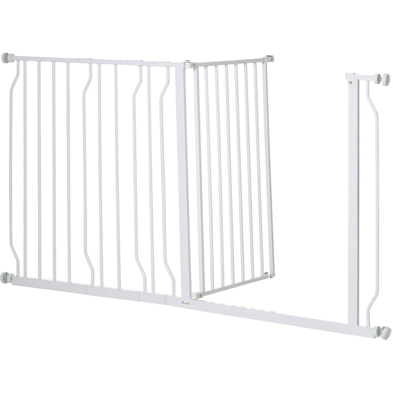 Extra Wide Pet Gate For Stairs (76Hx75-145Wcm) White