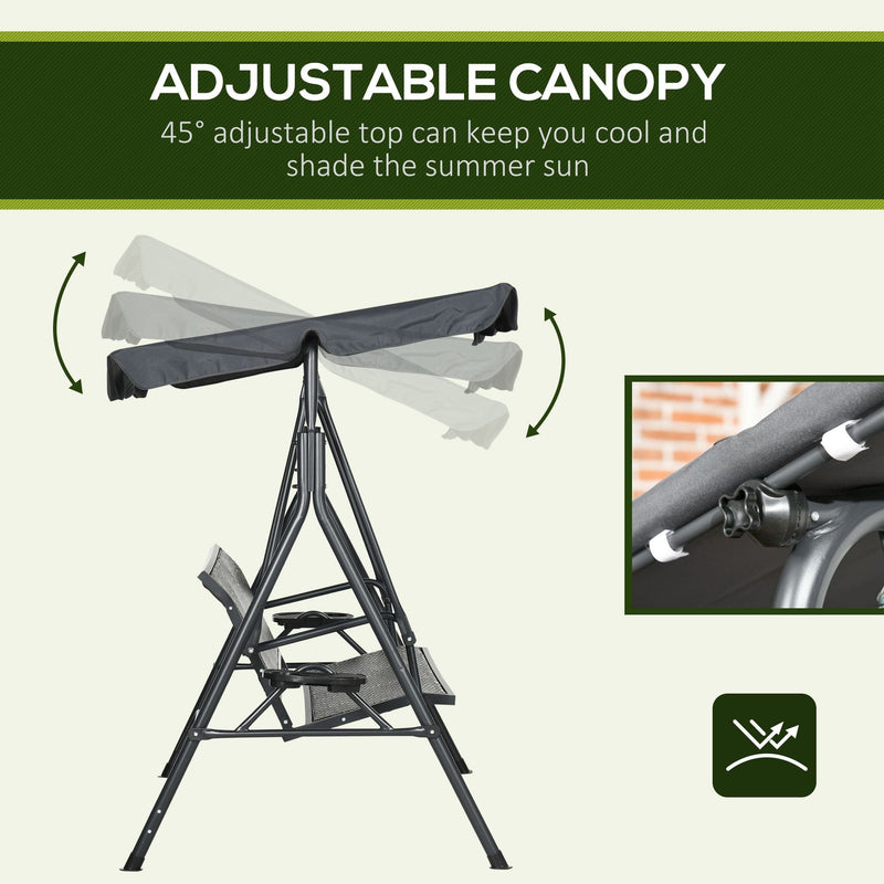 3 Seater Rattan Swing Seat With Canopy Outsunny