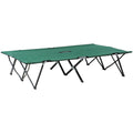 Outsunny Double Camping Cot Foldable Sunbed Outdoor Patio Sleeping Bed Super Light w/ Carr Bag (Green) Outsunny