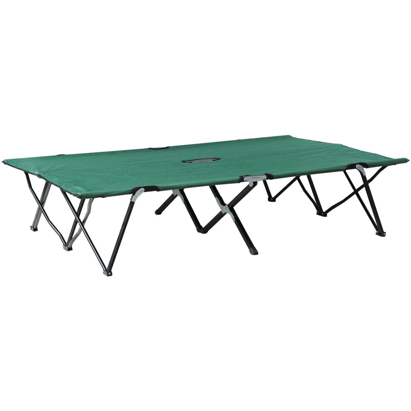 Outsunny Double Camping Cot Foldable Sunbed Outdoor Patio Sleeping Bed Super Light w/ Carr Bag (Green) Outsunny