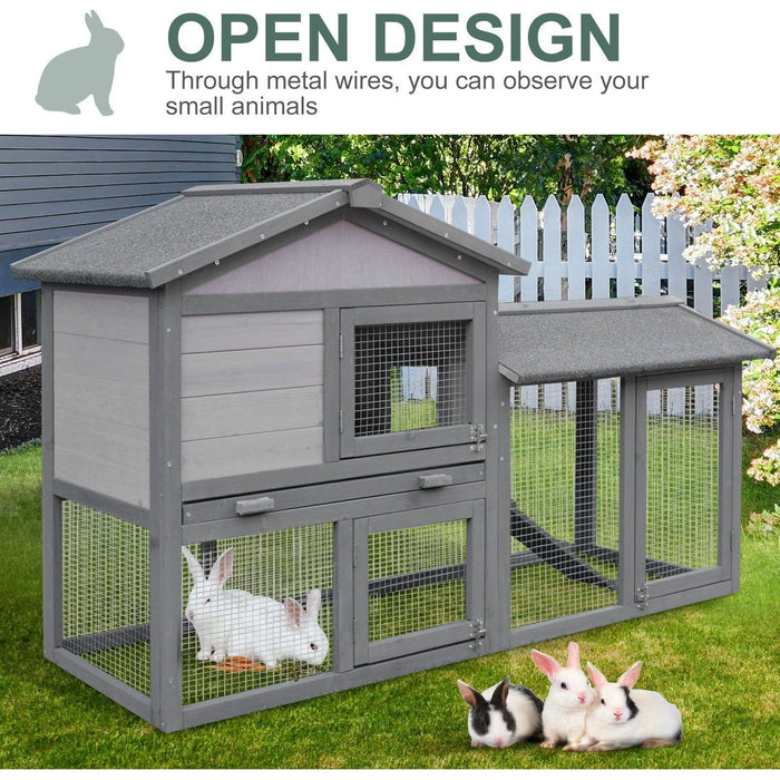 Wooden Rabbit Hutch with Water Resistant Roof, 147cm