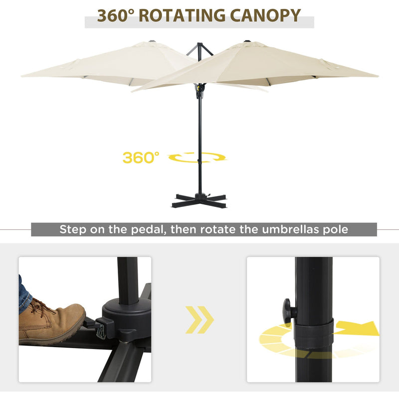 2.5m Roma Cantilever Parasol - Cream Outsunny