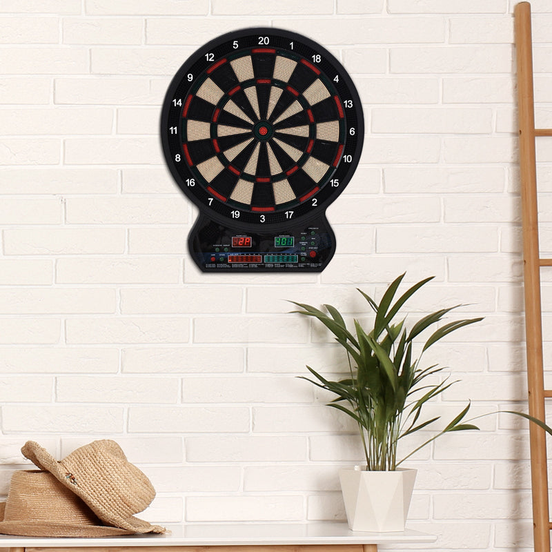 HOMCOM LED Dartboard Electronic Scoreboard 8 Players 27 Games Family Fun w/ 12 Darts 30 Heads Home Office Classic Game Homcom